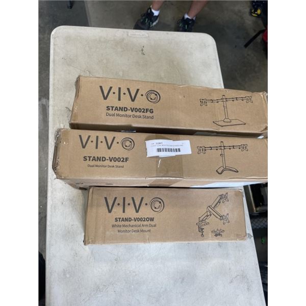 2 VIVO DUAL MONITOR DESK STANDS AND DUAL MONITOR DESK MOUNT