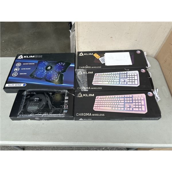 ASSORTED KLIM KEYBOARDS AND COMPUTER ACCESSORIES