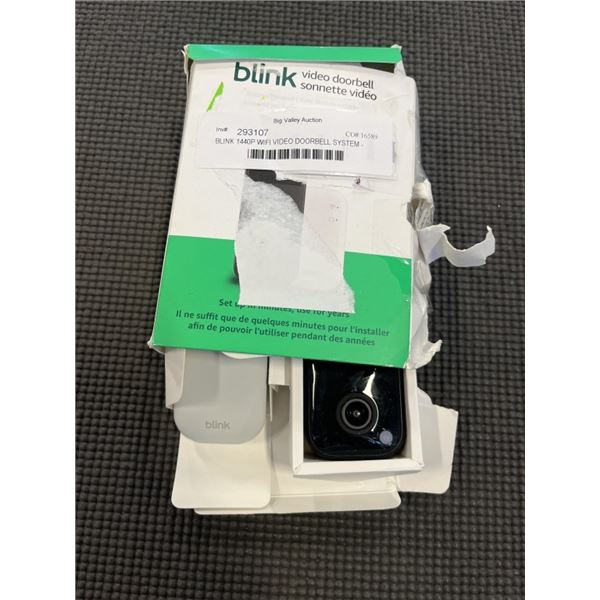 BLINK 1440P WIFI VIDEO DOORBELL SYSTEM - TESTED WORKING