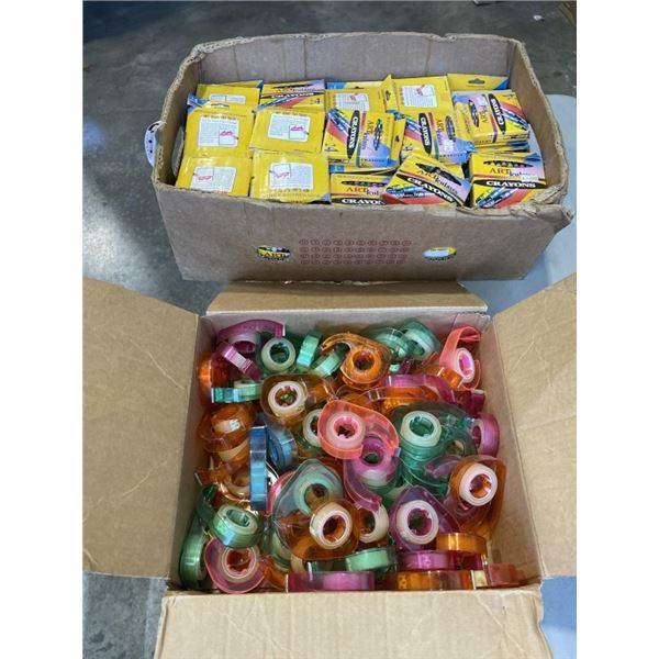 CASE OF NEW CRAYONS AND CASE OF NEW TAPE