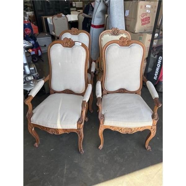 SET OF 4 WIILLIAM SWITZER VENETIAN LOUIS XV HIGHBACK DINING ARMCHAIRSONE IS SIDE CHAIR, REQUIRE REUP