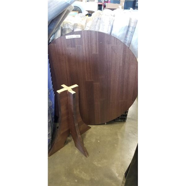 RUSTIC WOOD LOOK ROUND PEDESTAL DINING TABLE