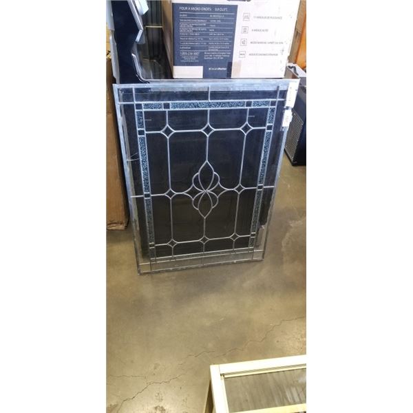 ANTIQUE LEADED GLASS PANEL. 35 1/2 X 25 1/2 INCH