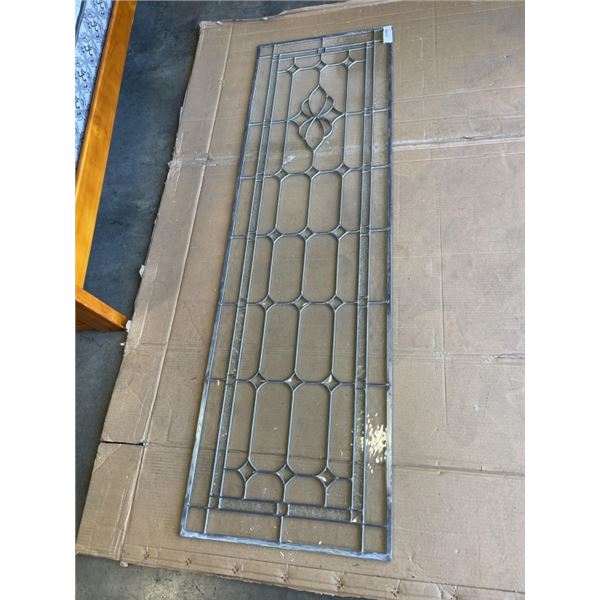 ANTIQUE LEADED GLASS PANEL. 67 X 20 INCH