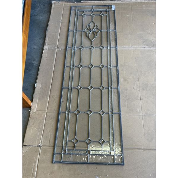 ANTIQUE LEADED GLASS PANEL. 67 X 20 INCH