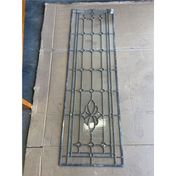 ANTIQUE LEADED GLASS PANEL. 67 X 20 INCH