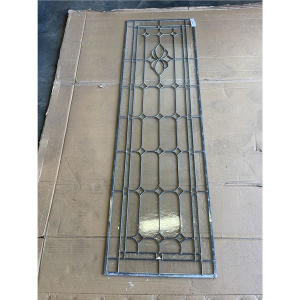ANTIQUE LEADED GLASS PANEL. 67 X 20 INCH