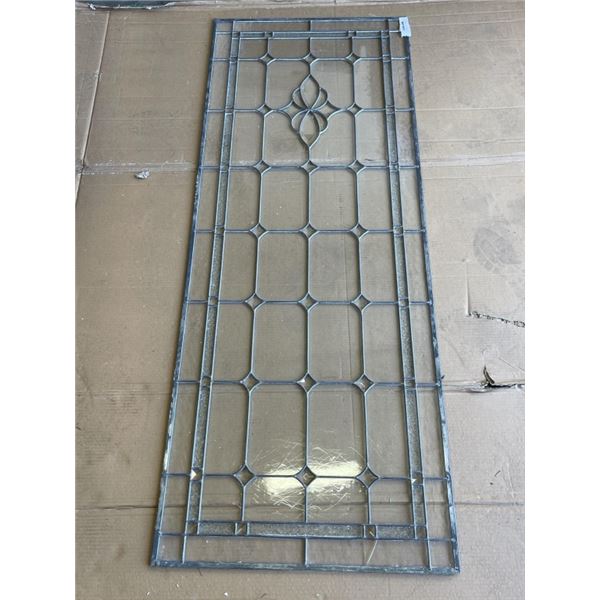 ANTIQUE LEADED GLASS PANEL. 67 X 26 INCH
