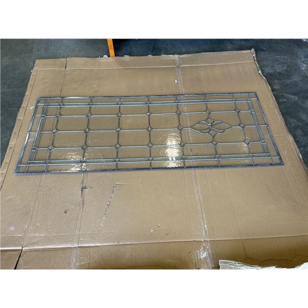 ANTIQUE LEADED GLASS PANEL. 67 X 26 INCH