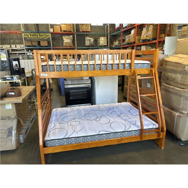SINGLE OVER DOUBLE BUNKBED WITH LADDER AND SEALY MATTRESSES, COMPLETE IN GOOD CONDITION