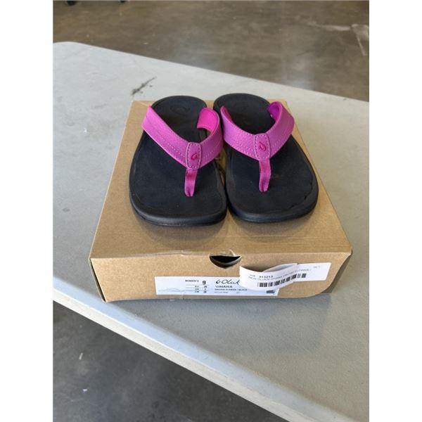 NEW OLUKAI OHANA ORCHID FLOWER / BLACK   WOMENS SIZE 9