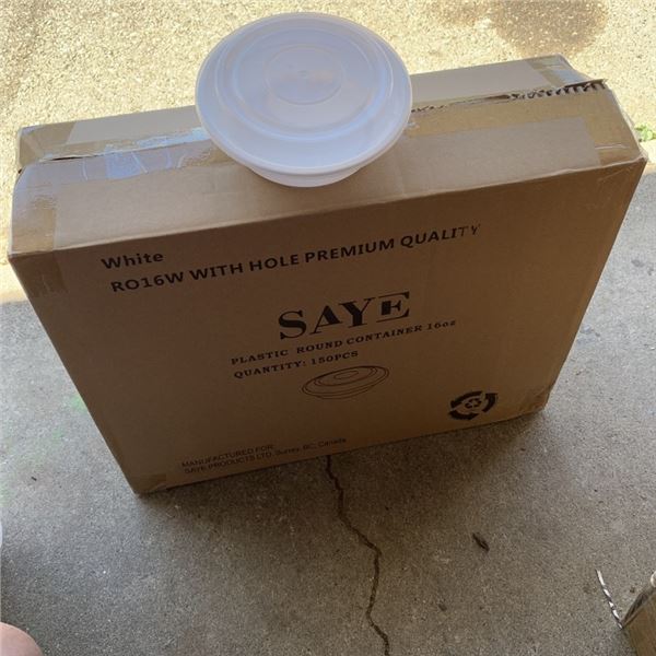 CASE OF SAYE 16OZ PLASTIC ROUND CONTANERS 150PC
