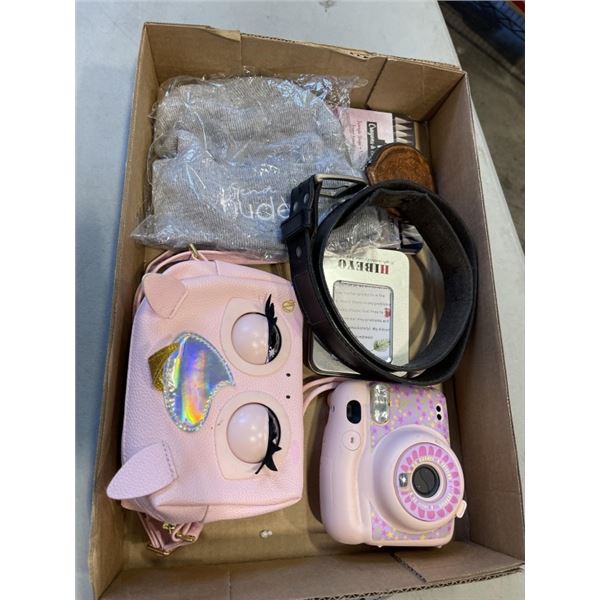INSTAX CAMERA, KIDS PURSE, NEW TOQUE, BELT ETC