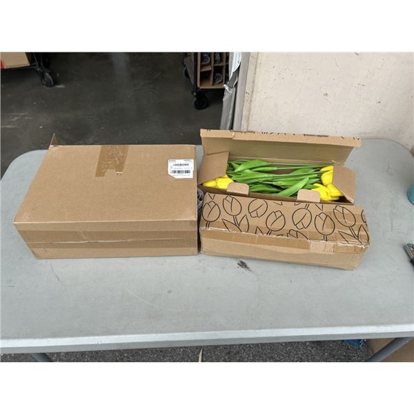 NEW MEBBAY VELVET JEWELLERY ORGANIZER AND 2 BOXES FAKE YELLOW TULIPS