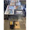 Image 1 : TRAY OF PURSES, CRYSTAL GLASSES AND ASSORTED SMALL ARTWORKS