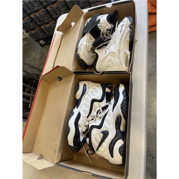 TWO PAIRS VINTAGE NIKE SHOES. AIR JORDAN AND FORCE. SIZE 11 1/2 AND 10 1/2