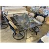Image 3 : GLASSTOP PATIO TABLE WITH 6 SWIVEL CHAIRS AND 4 CUSHIONS