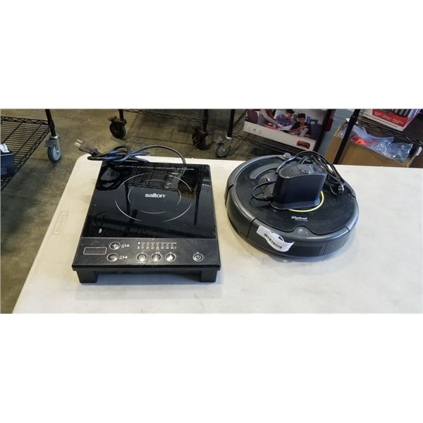 SALTON HOT PLATE AND IROBOT ROOMBA. WORKING