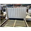 Image 3 : MODERN FABRIC QUEENSIZE PLATFORM BEDFRAME, GOOD CONDITION