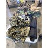 Image 4 : LOT OF CAMO ITEMS INCLUDING CAMPING CHAIR, RAIN JACKET AND PANTS, 3 UTILITY BELT AND A VEST FROM COL