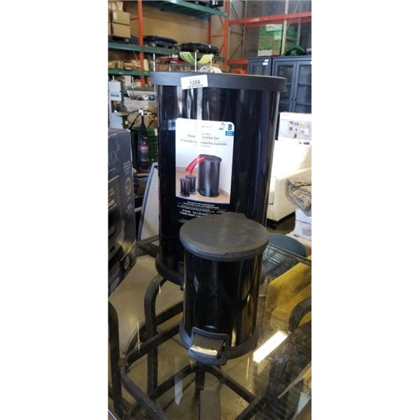 MAINSTAYS CARBON STEEL 30 LITRE GARBAGE CAN AND MAINSTAYS 5 LITRE GARBAGE CAN