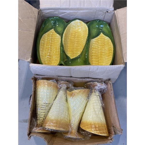NEW WAFFLE CONE HOLDERS AND NEW CORN COB DISHES