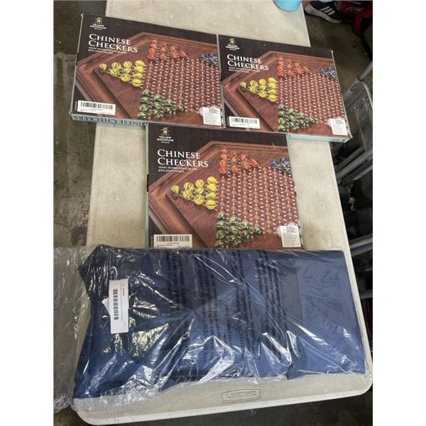 3 AS NEW YELLOW MOUNTAIN CHINESE CHECKERS SETS AND TRAVEL MAHJONG SET