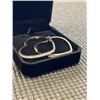 Image 2 : NEW 14K GOLD PLATED 46.0MM SIMULATED DIAMOND (CZ) HEART HOOP EARRINGS