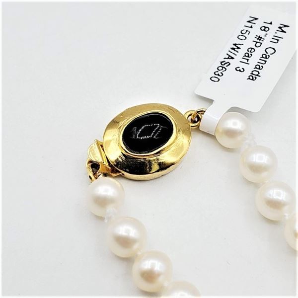 NATURAL BLACK ONYX (1CT) FRESHWATER PEARL 17" NECKLACE, W/A $700.00.