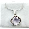 Image 3 : STERLING SILVER NATURAL AMETHYST PENDANT WITH STERLING SILVER CHAIN, RETAIL $350.00. AMETHYST IS THE