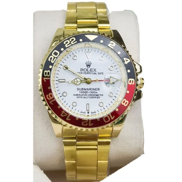 ROLEX SUBMARINER, UNAUTHENTIC - WHITE DIAL, BLACK/ RED BEZEL