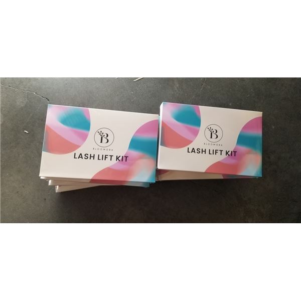 10 NEW BLOOMORA LASH LIFT KITS, EACH KIT INLCUDES 4 LOTIONS, 1 GLUE BALM, AND EYELASH ACCESSORIES TO