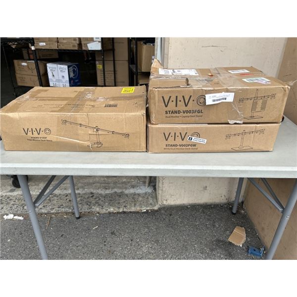 VIVO TRIPLE MONITOR DESK STAND AND 2 DUAL MONITOR DESK STANDS