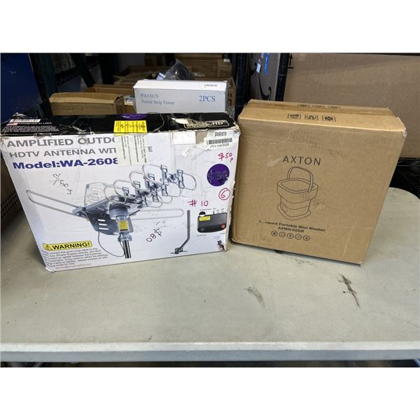 AMPLIFIED HDTV OUTDOOR ANTENNA AND PORTABLE WASHING MACHINE