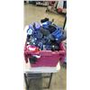Image 1 : PLASTIC TOTE WITH KIDS SHOES AND BOOTS