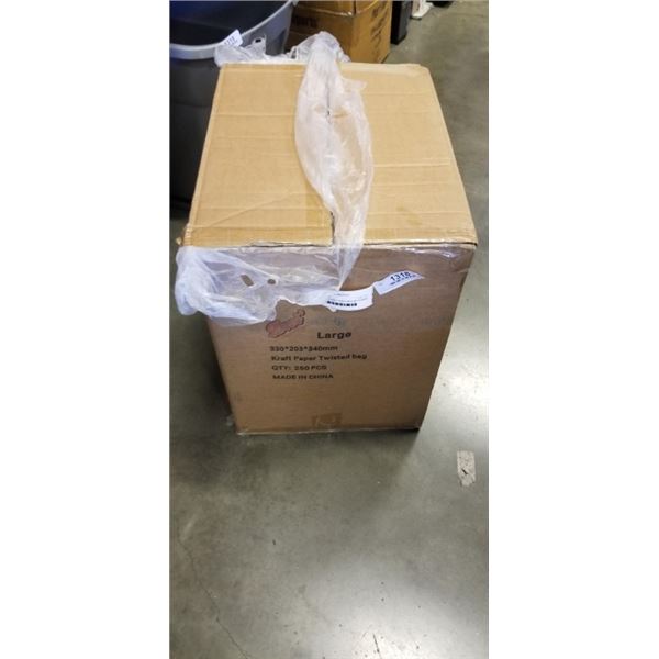BOX OF LARGE KRAFT PAPER BAGS WITH HANDLE
