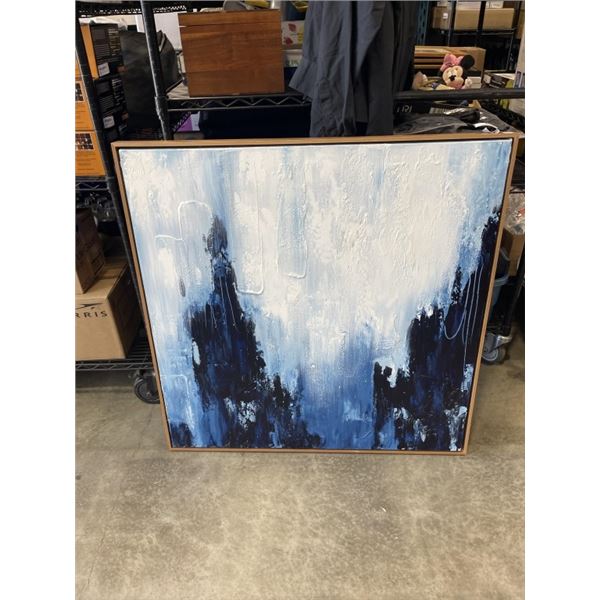 BLUE TONES ABSTRACT CANVAS BY SARAH BROOKE. 37 INCH X 37 INCH