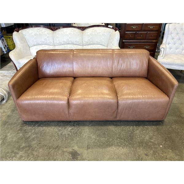 BROWN LEATHER SOFA, MADE IN ITALY