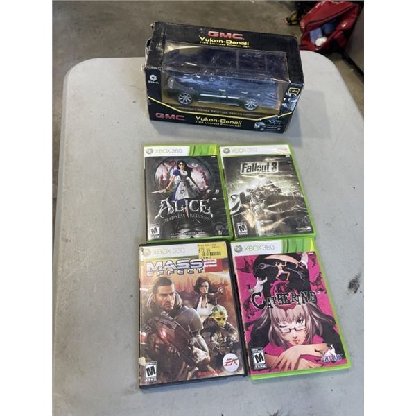 XBOX 360 GAMES AND 1/24 SCALE GMC YUKON - DENALI