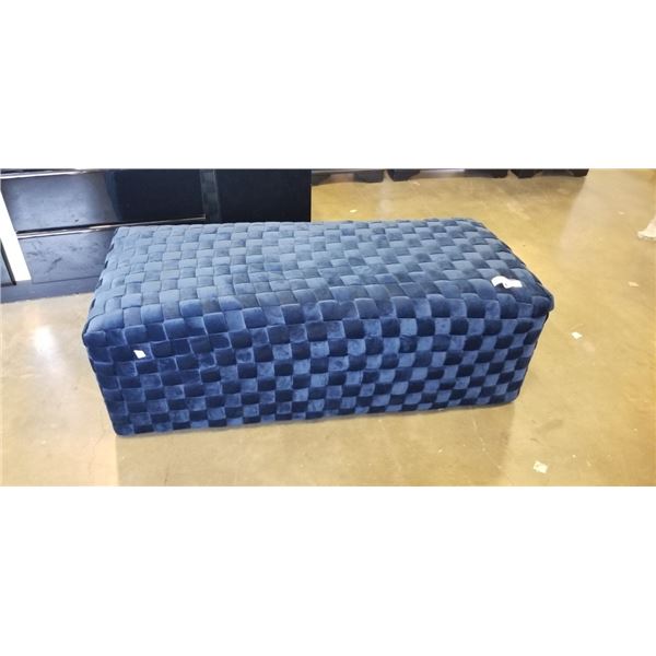 BLUE WEAVED FABRIC OTTOMAN /BENCH 53 X 24 INCH AND 18 INCH HIGH