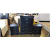 Image 1 : BLACK MODERN 5 DRAWER HIGHBOY AND 2 MATCHING NIGHTSTANDS