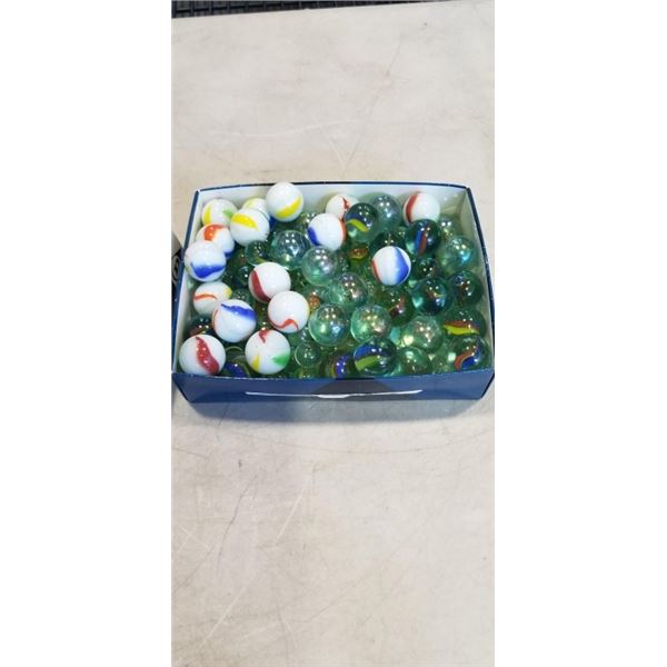 BOX OF VINTAGE MARBLES