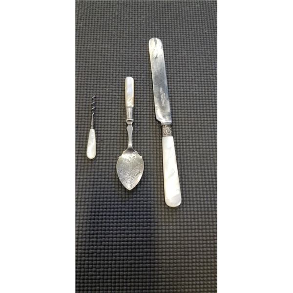 STERLING SPOON AND TWO OTHER UTENSILS