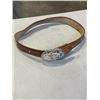 Image 1 : MONTANA SILVERSMITHS BELT BUCKLE AND BROWN LEATHER BELT