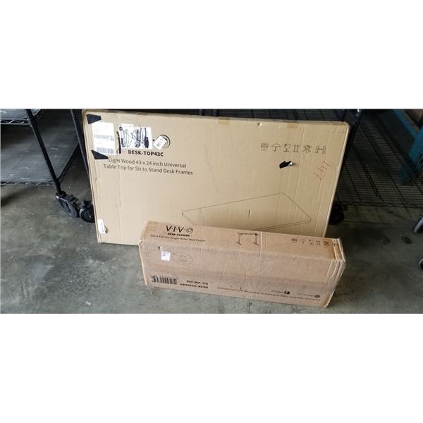 VIVO 43 X 24 INCH SIT TO STAND DESK WITH BLACK ELECTRIC SINGLE MOTOR DESK FRAME