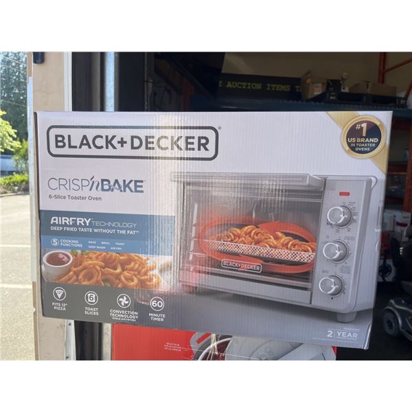 BLACK AND DECKER 6 SLICE AIR FRYER TOASTER OVEN - TESTED WORKING, RETAIL $119