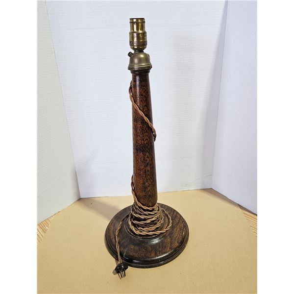 Vintage Antique Turned Oak Wood Table Lamp Base (Not Tested)
