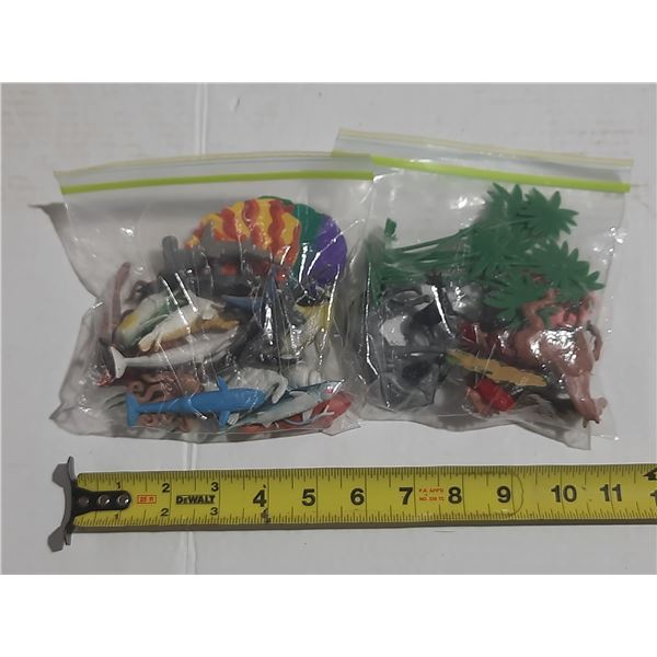 (2) Bags of Plastic Farm Animals and Sea Creatures.