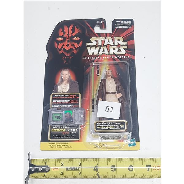 1999 Hasbro Star Wars Episode 1 Qui-Gon Jinn action figure from the CommTech Collection 1