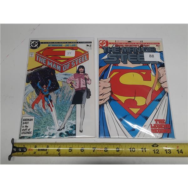 Issues #1 and #2 of The Man of Steel 6-part mini-series published by DC Comics in 1986.